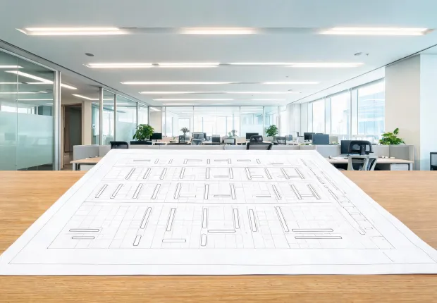 Office lighting calculation and installed linear luminaires